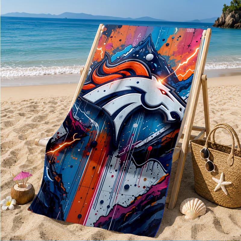 Telo Mare Logo Denver Broncos, Asciugatura Rapida, Facile da Curare, Adatto Sia per il Fitness che per le Vacanze al Mare, Essenziale Sportivo