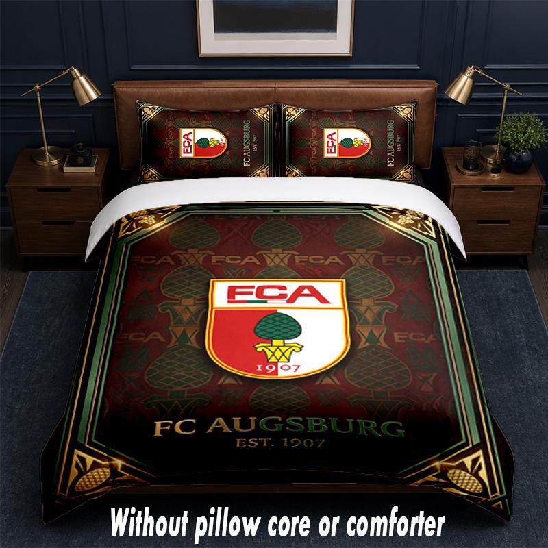 FC Augsburg FC Design Bett Bettwäsche-Set 1 Bettbezug + 2 Kissenbezüge Weich Atmungsaktiv Haushalt Bettwäsche