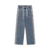 Spring High Street Loose Straight Wide-leg Jeans Men's Floor Pants Semi-elastic Waist