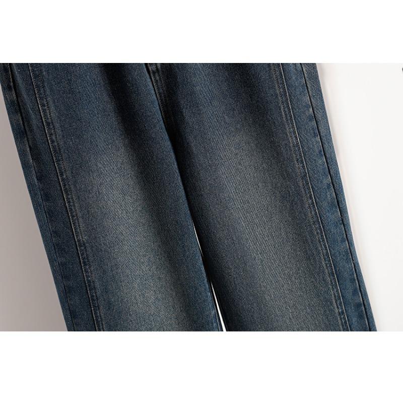DIMANAF 2025 Plus Size Autumn Women Jeans Elastic Wide-leg Pants Denim Basic Blue High Waist Oversize New Pants 5XL