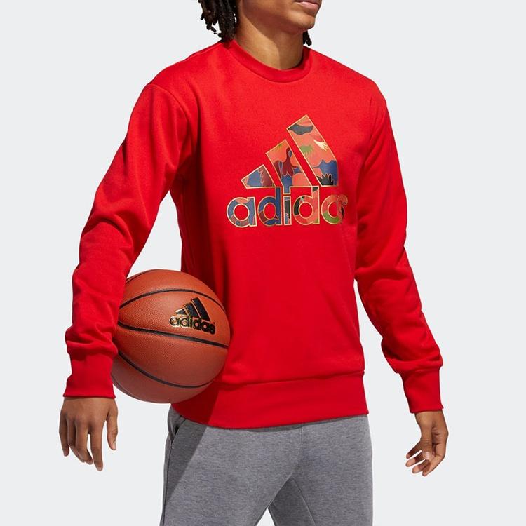 adidas Large logo Printing Basketball Sports Pullover Red Men's GH5007