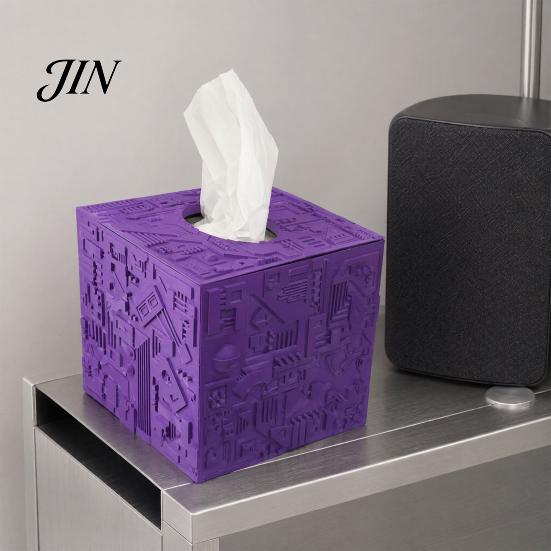 Sense of Future Tissue Box Sci-fi Theme Box, with Smooth Paper Extraction, Large Capacity Cubic Design Trendy Organizer, Hard Shell Durable