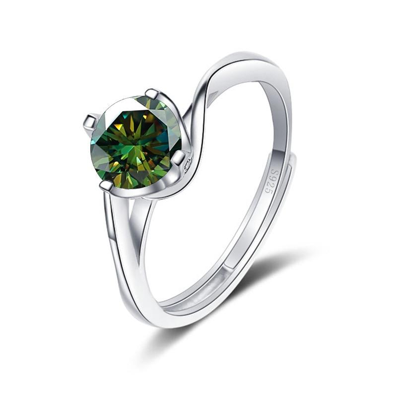 Bague Ringen 1ct VVS Moissanite Jewelry Snubní prsten 925 Sterling Silver pokovený bílým zlatem Čtyři otevřené prsteny Twist Design s drápy