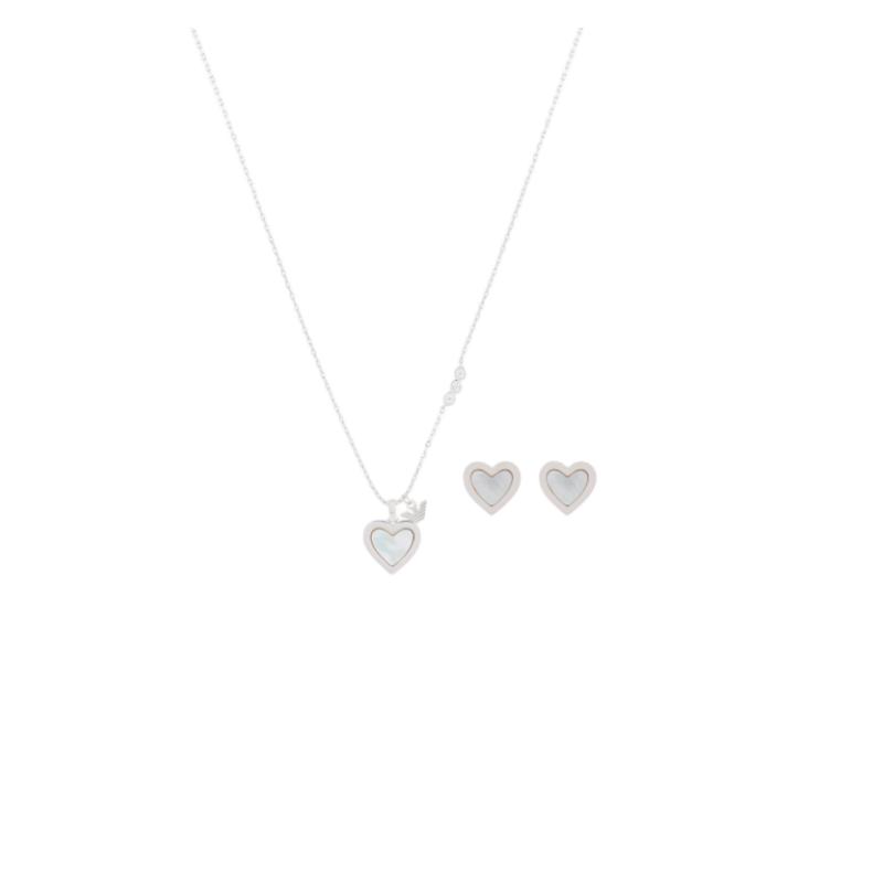 Emporio Armani set mother-of-pearl necklace women s silver EGS3228SET_NLP_NLC
