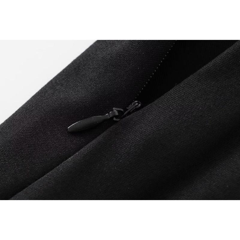 2025 Summer Women's Solid Pleated Midi Skirt - European & American Style