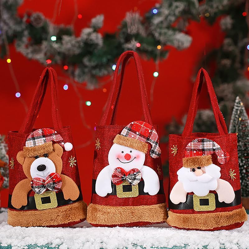 1-20PCS Christmas Tote Gift Bags Snowman Bear Moose Candy Bags Children's Gift Bags Candy Storage Bags Christmas Decoration
