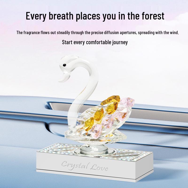 Crystal Swan Car Air Freshener & Perfume Holder - Stylish Interior Ornament