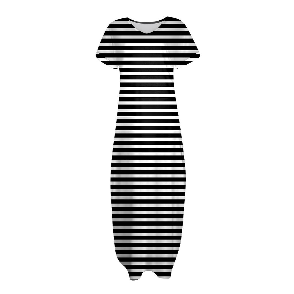 Dámske letné ležérne plážové maxi dlhé šaty s voľným výstrihom do V, krátkym rukávom Trendy outfity