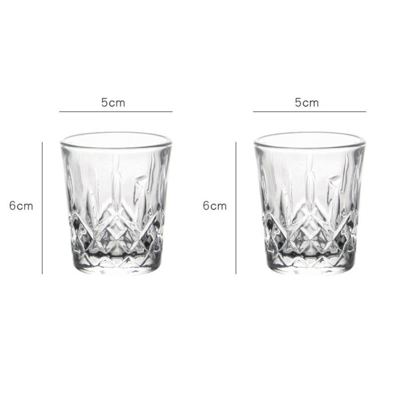 50ml/70ml/100ml Luxury Wine Glasses Creative Carved Whiskey Glass Exquisite Transparent Glass Cup Spirits Cup Bar Accessories 2pcs