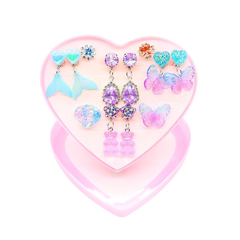 Set di orecchini ad anello per bambina sirena Orecchini per bambini carini transfrontalieri orecchini per ragazze senza buchi