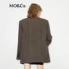 MO&Co. Vintage Textured Linen Blend Padded Shoulder Blazer
