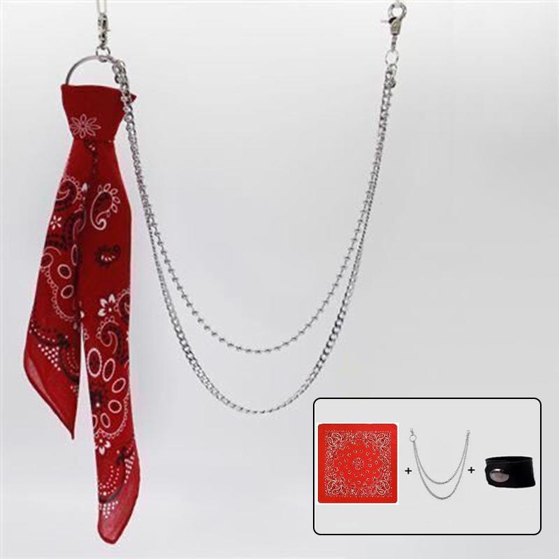 Unisex Hip Hop Keychain Jean Wallet Belt Chain Rock Punk Ribbon Biker Headscarf Metal Waist Chain Accessories