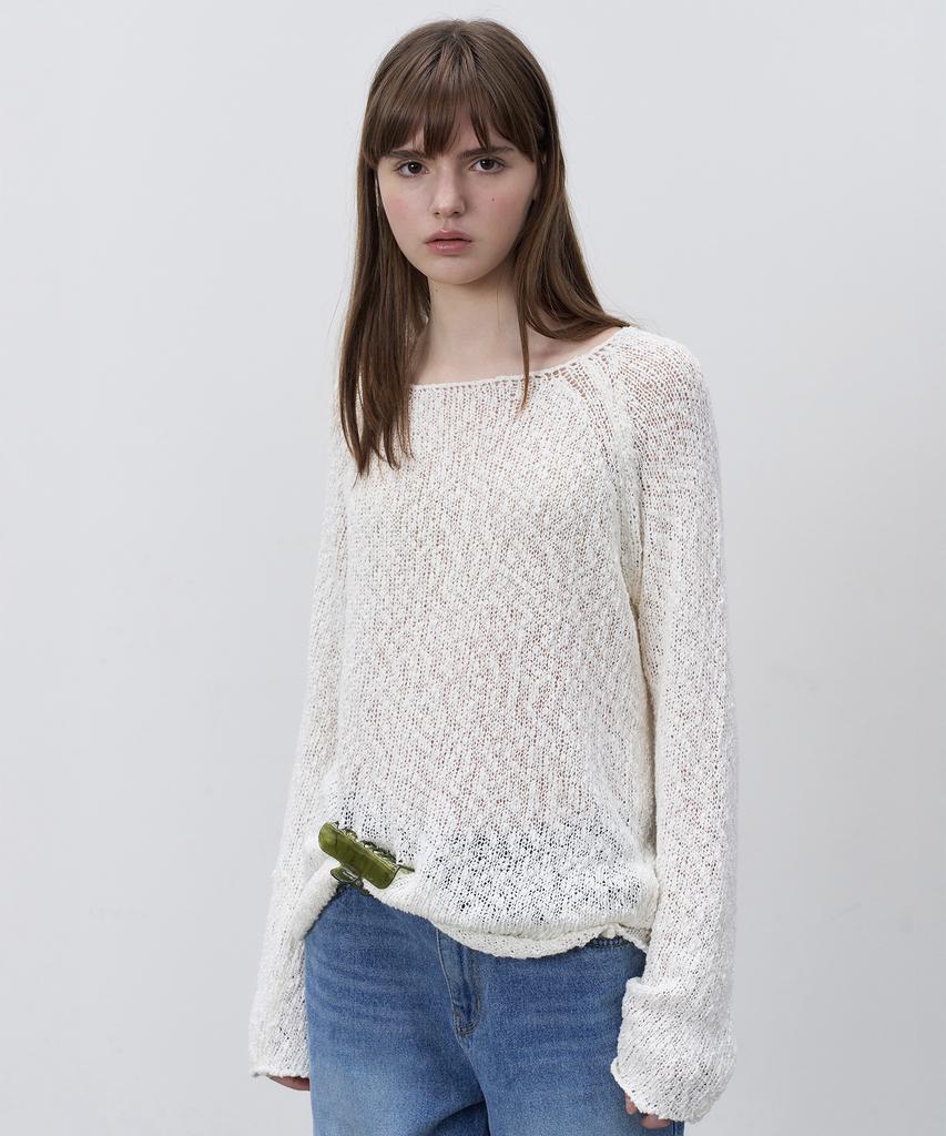 Sseomweeobeoteo Plain Long Sleeve Knit - Ivory