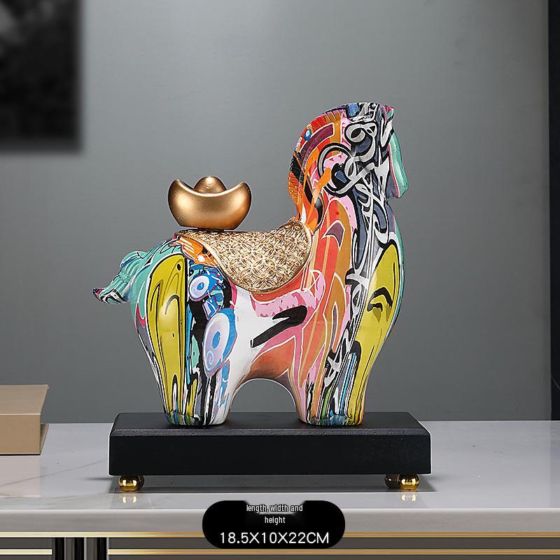 Colorful Prosperity Horse Figurine: Elegant Decor for Office, Living Room, or Hallway - Ideal Housewarming or Opening Gift