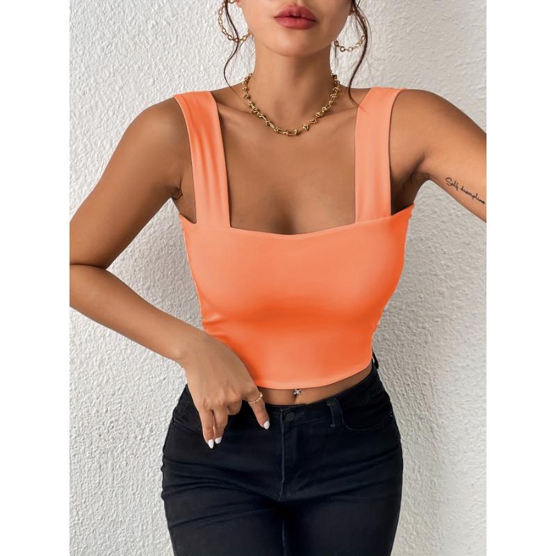 Summer New Women's Camisole Sexy Slim Hot Girl Wide Shoulder Strap Sleeveless Top