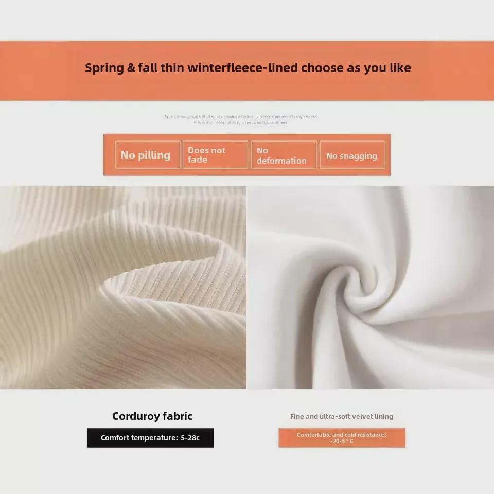 Chenille Wide-Leg Maternity Pants - Autumn/Winter Cotton Velvet Corduroy Straight-Leg Floor-Length