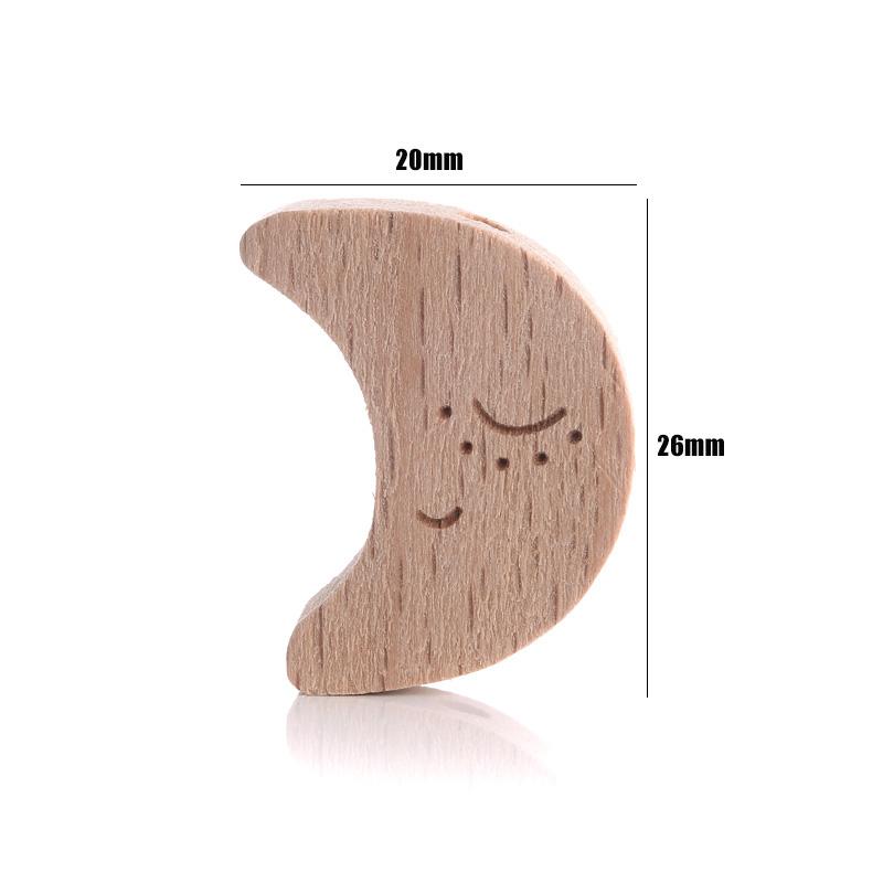 10Pcs Natural Beech Wooden Beads Cat Heart Butterfly Rainbow Cat Teethers Beads for Baby Necklace Pacifier Chain Crafts Jewelry
