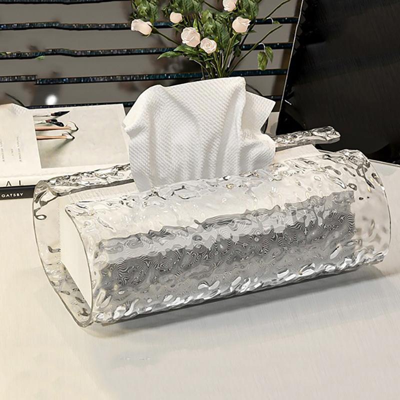 1pc, Elegant Oval Wavy Textured Tissue Box Cover, Plastic Napkin Holder For Bathroom, Premium Living Room Table Décor