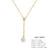 Vintage 18K Gold Plated Stainless Steel Pearl Zirconia Tassel Necklace Waterproof Jewelry Gift for Women for Parties