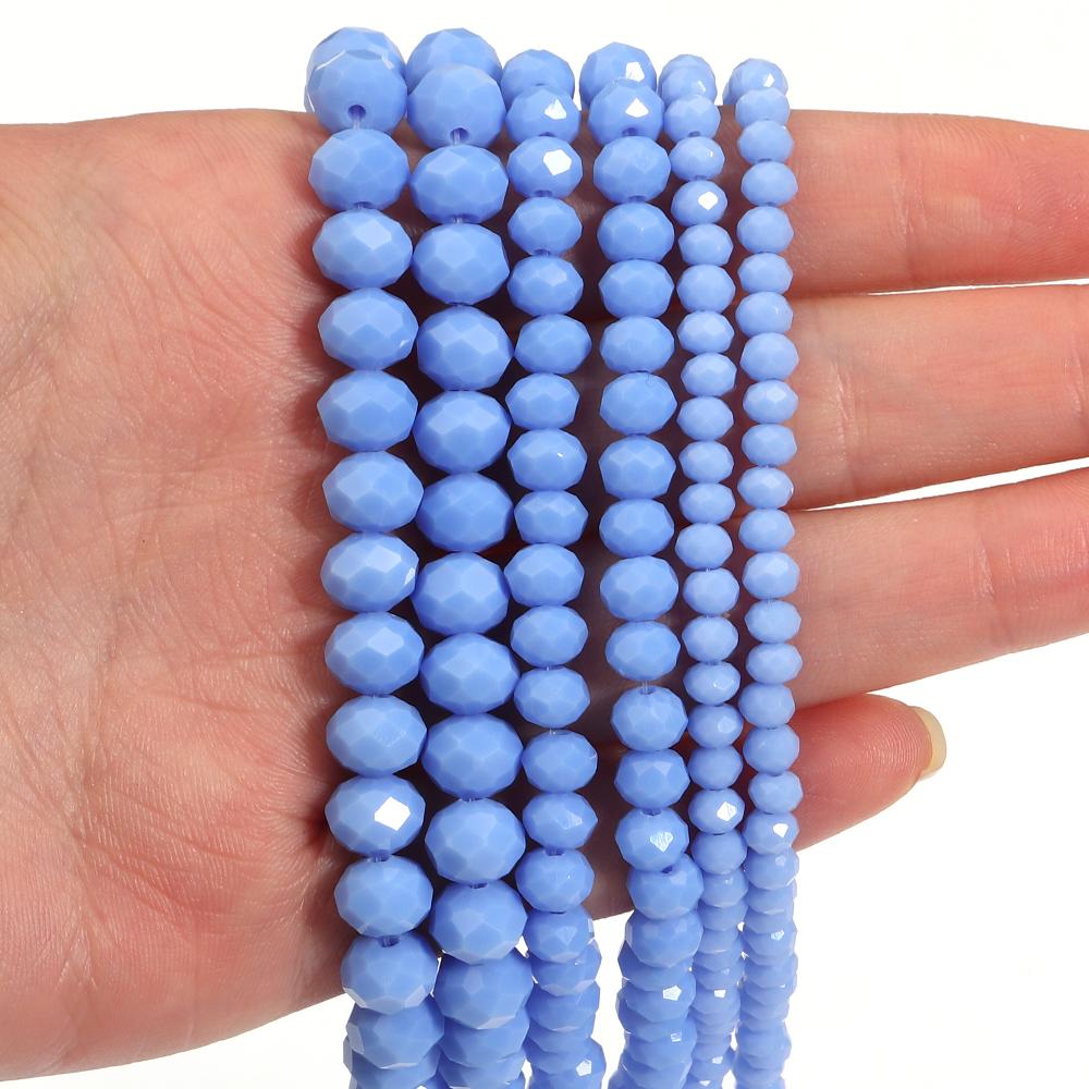 1 Strang 4/6/8mm Facettierte Porzellankristallperlen Hellblaue Glas lose Perlen für Schmuckherstellung DIY Halsketten Armbänder Zubehör