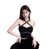 Pure Desire One-word Shoulder Neck Sling Vest Women's Summer Unique Diamond-encrusted Sleeveless Design Sexy Inner Top
