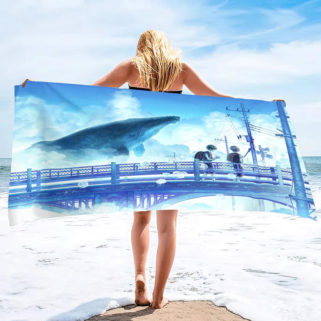 Microfiber Beach Towel Oversized Clearance Towels, Extra Large Sand Free Super Absorbent Travel Pool Towel,Whale Beach Towels