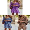 Summer Floral Print Polyester A Line Dress With V Neck And Mid Waist For Casual Wear
