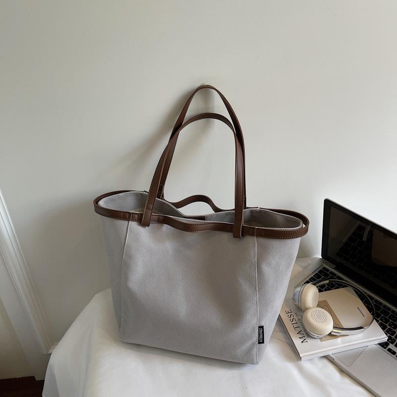 

Большая сумка холщовая сумка сумка через плечо прилив большая вместимость японская литературная и художественная женская сумка сумка для отдыха простая и модная серый