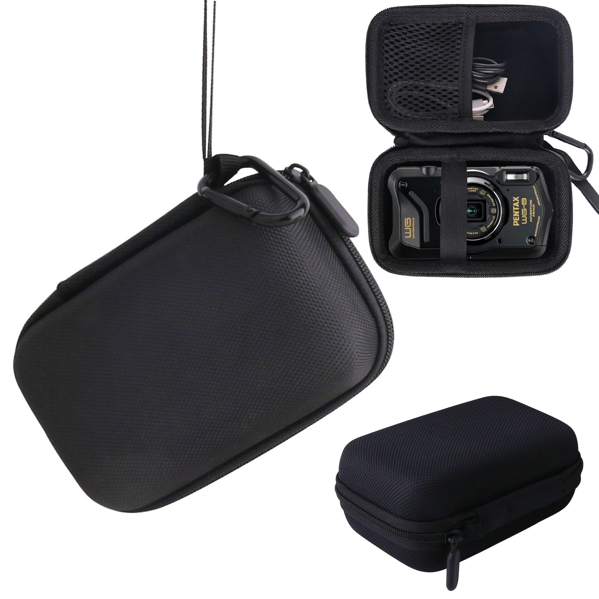 WAIYUJP compatible carrying case for PENTAX digital cameras WG-8/WG-90/RICOH WG-7/WG-6/WG-80/WG-70 (black)