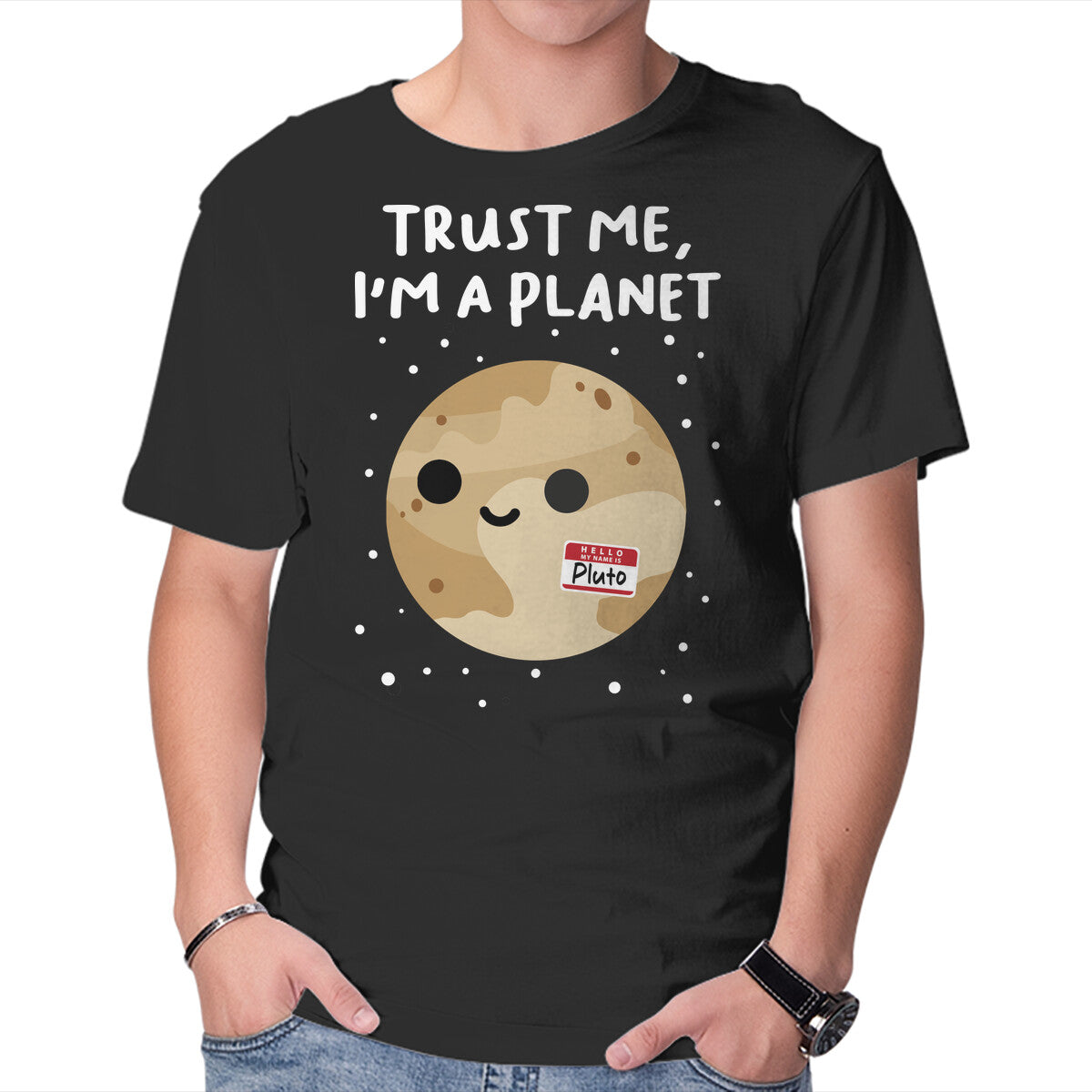 Unisex Crew Neck T-Shirt Trust Me I m A Planet Graphic Short Sleeve Casual Tee M