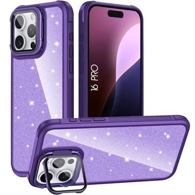 Case for iPhone 16 Pro, Translucent Glitter Shockproof Protection with Camera Protection - Purple