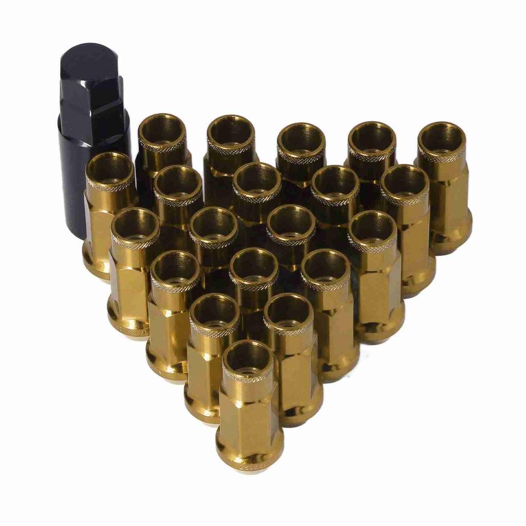 20pcs M12x1.25 Metal Wheel Lug Nuts Universal Car Accessories Replacement for Mitsubishi Gold