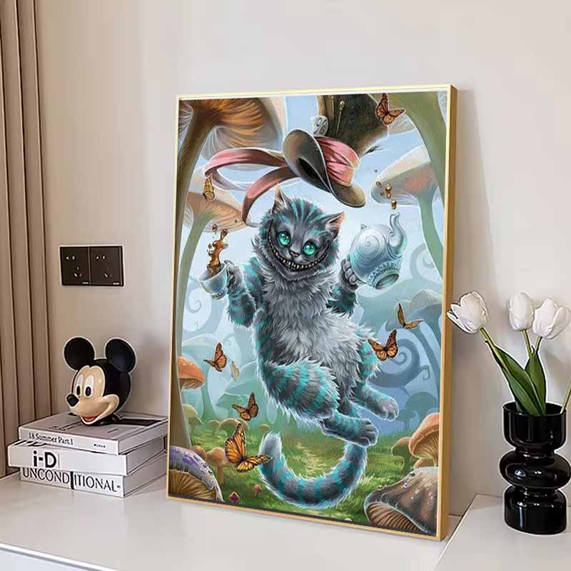 Disney Diamond Painting Alice in Wonderland Cheshire Cat Fantasy Illustration Wall Decoration Embroidery Full Diamond CrossStitchDIYGiftHomeDecoration
