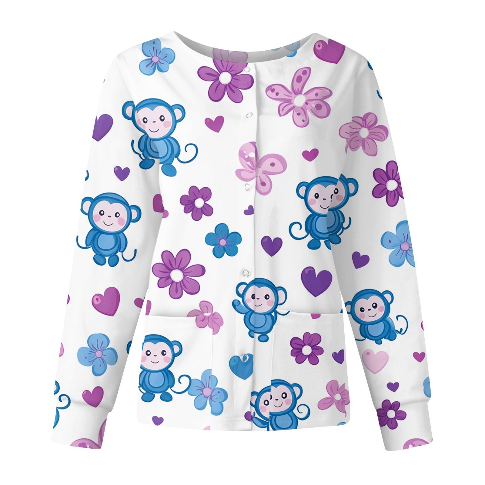 

Женская повседневная модная куртка с длинным рукавом, стоячим лацканом, однобортная, с милым принтом животных, рабочая куртка, топы S розовый