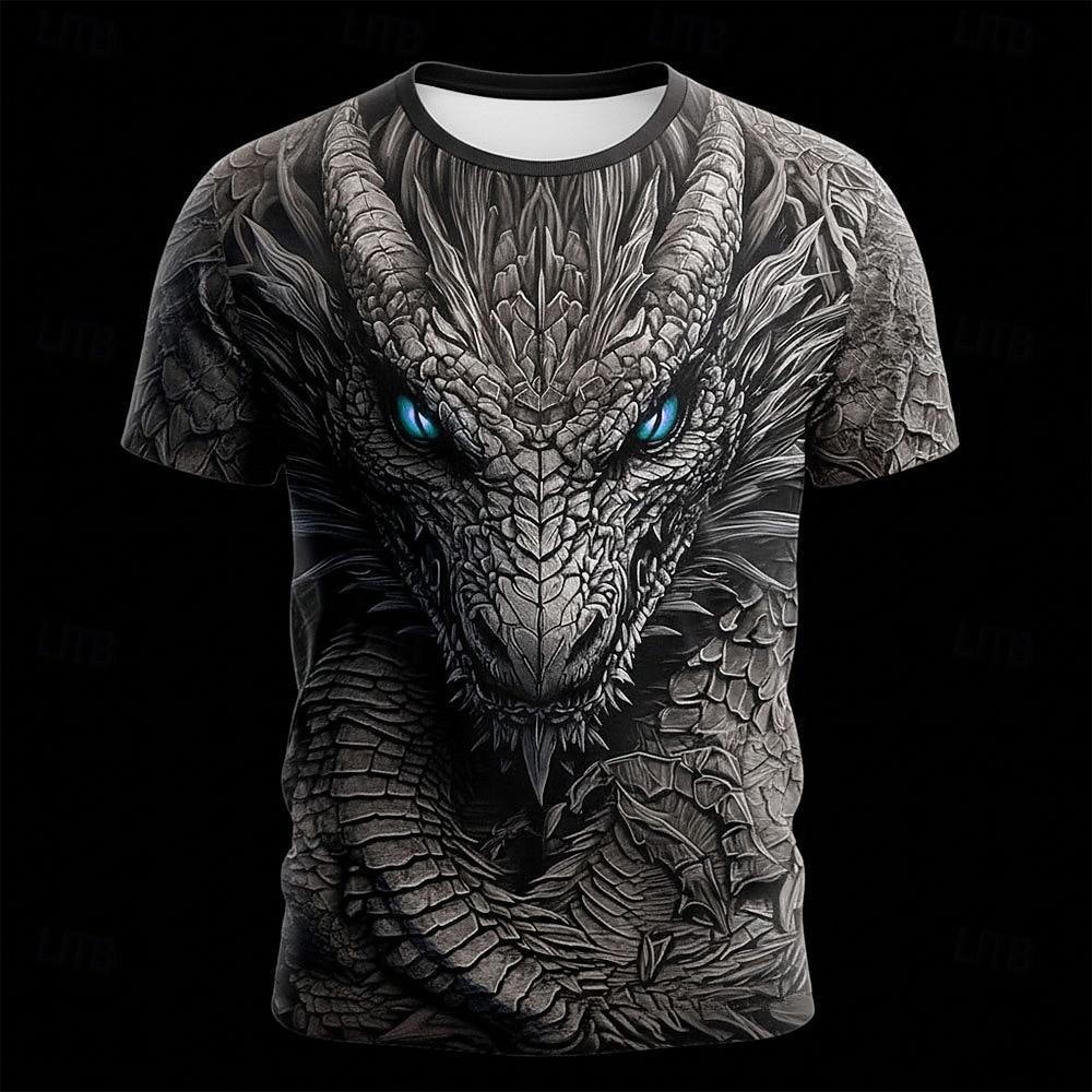 Men's Animal Optical Illusion 3D T Shirt Short Sleeve T Shirt 3D Print Crew Neck Shirt Exaggerated Designer Horror Party