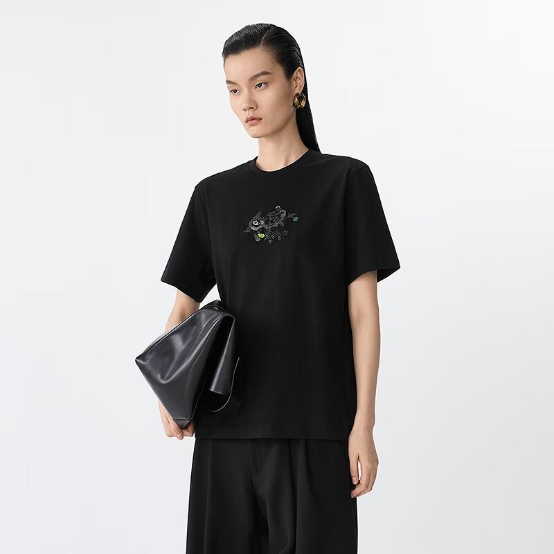 JNBY Women's Loose-Fit Embroidered Round Neck T-Shirt