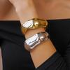 Wide Opening Metal Cuff Bangles Gold Silver Color Exaggerated Bracelet Wide Irregular Bangle  Gift