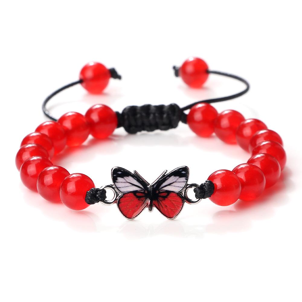 Adjustable Hand-Woven Bracelet with Butterfly Pendant for Women, Men's Gift, In Stock