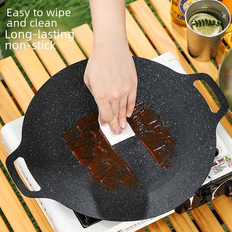 Korean BBQ Non-Stick Stone Grill Plate for Outdoor & Indoor Cooking