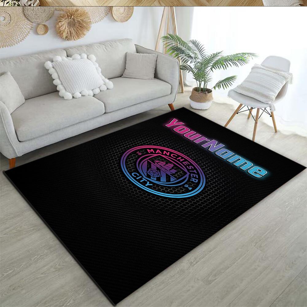 Manchester City Customizable Name Area Rug Perfect for Hallway Outdoor Living Rooms Playrooms Anti-slip Rug Decorate Offices Birthday/Christmas Gift