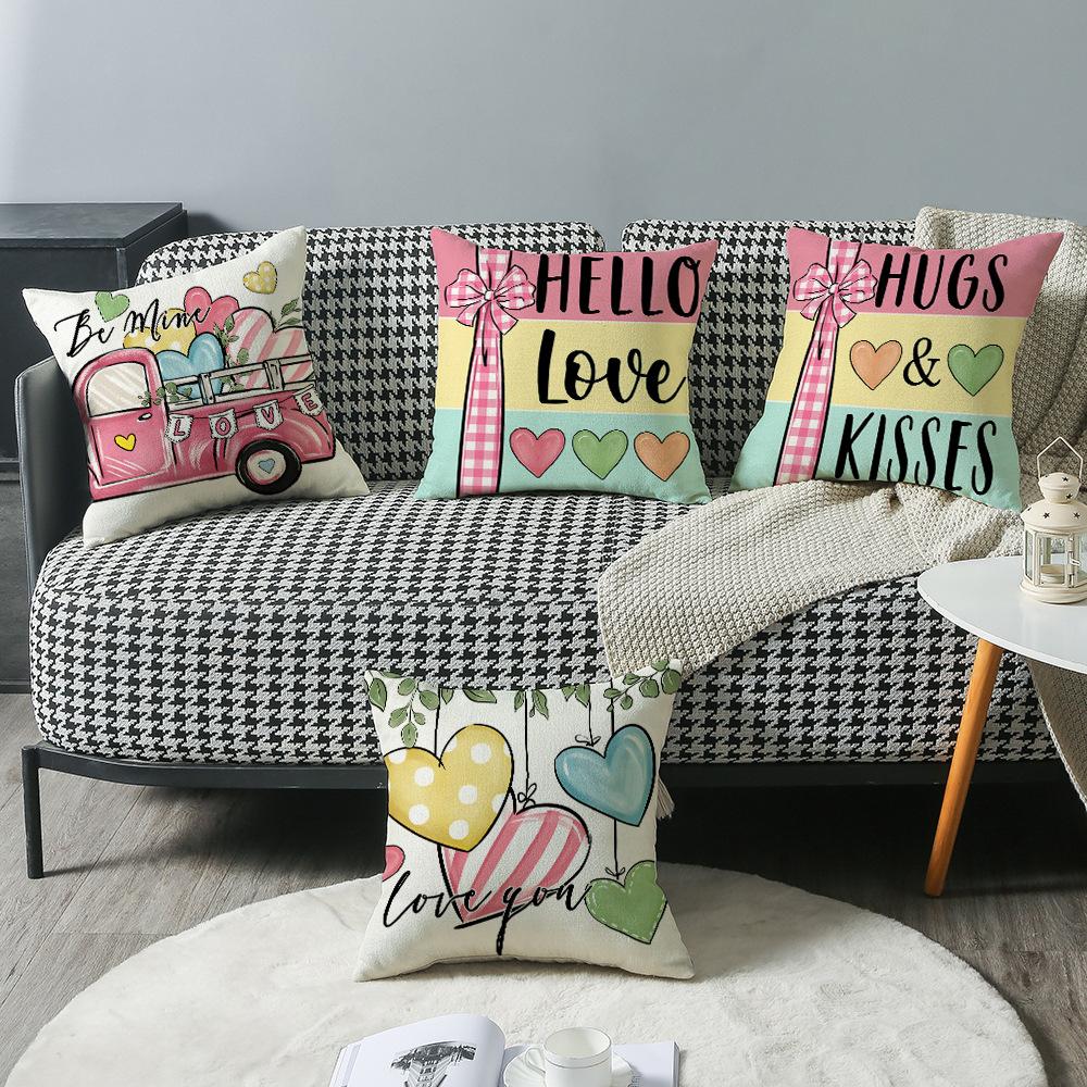 New Valentine's Day Pillow Love Cushion Home Cartoon Print Pillow Case Sofa Bedside Cushion