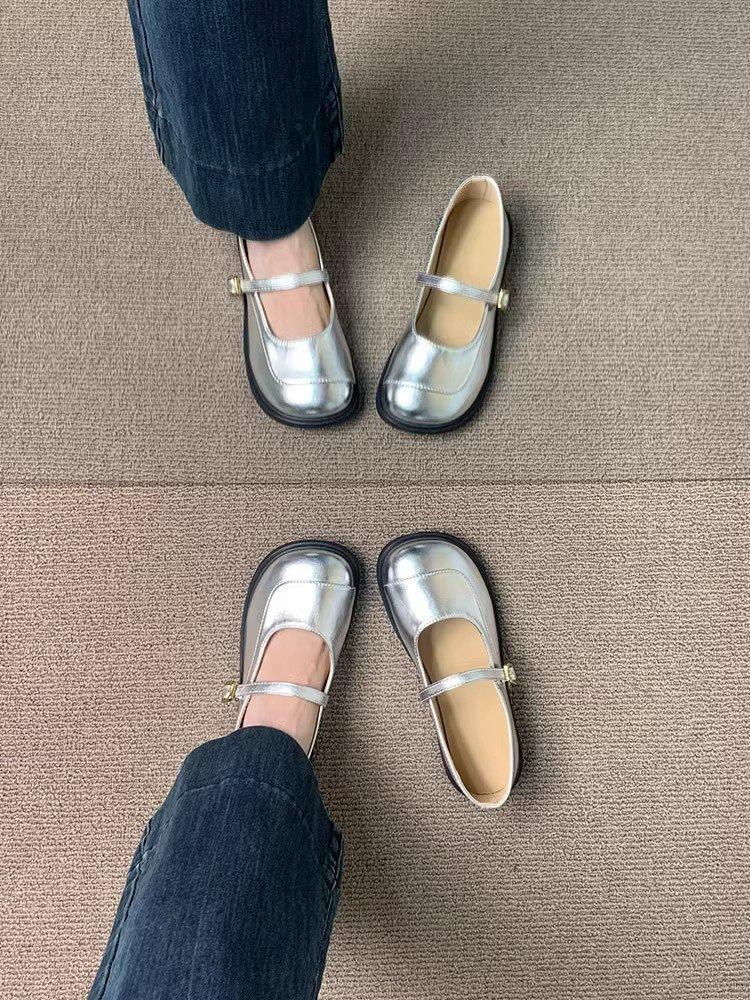 Autumn not tired feet women's shoes Mary Jane single shoes 2025 new soft sole low heel square head shallow mouth French small leather shoes women