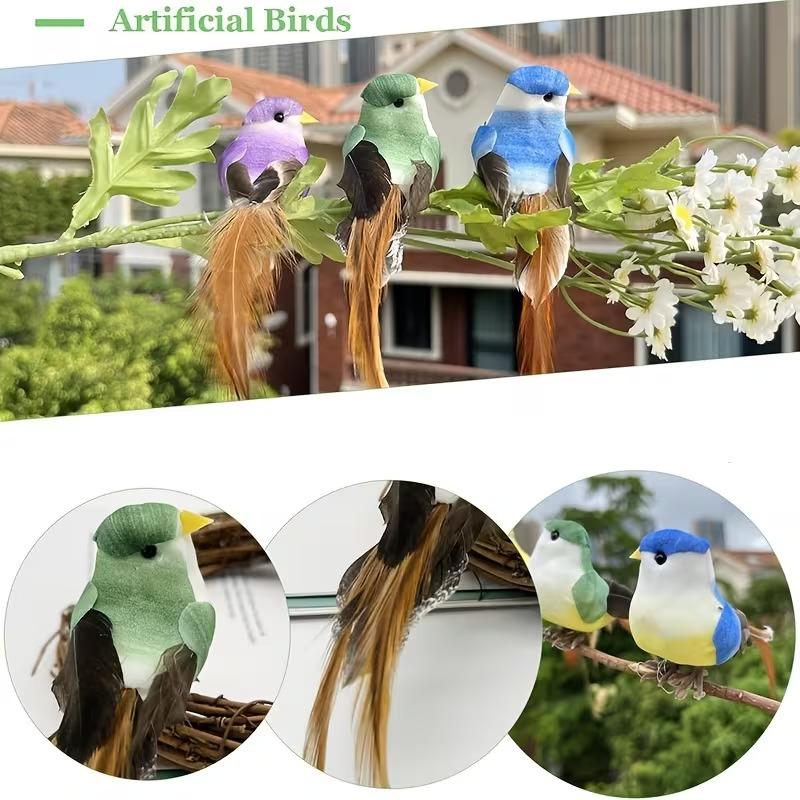 12-60PCS Home Garden Decor Cute Artificial Birds Faux Foam Animals Simulation Feather Bird Models DIY Craft Ornaments