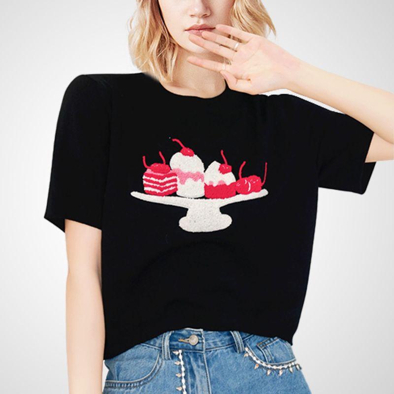 

Повседневный пуловер розовый с коротким рукавом нишевый стиль универсальная футболка Black S