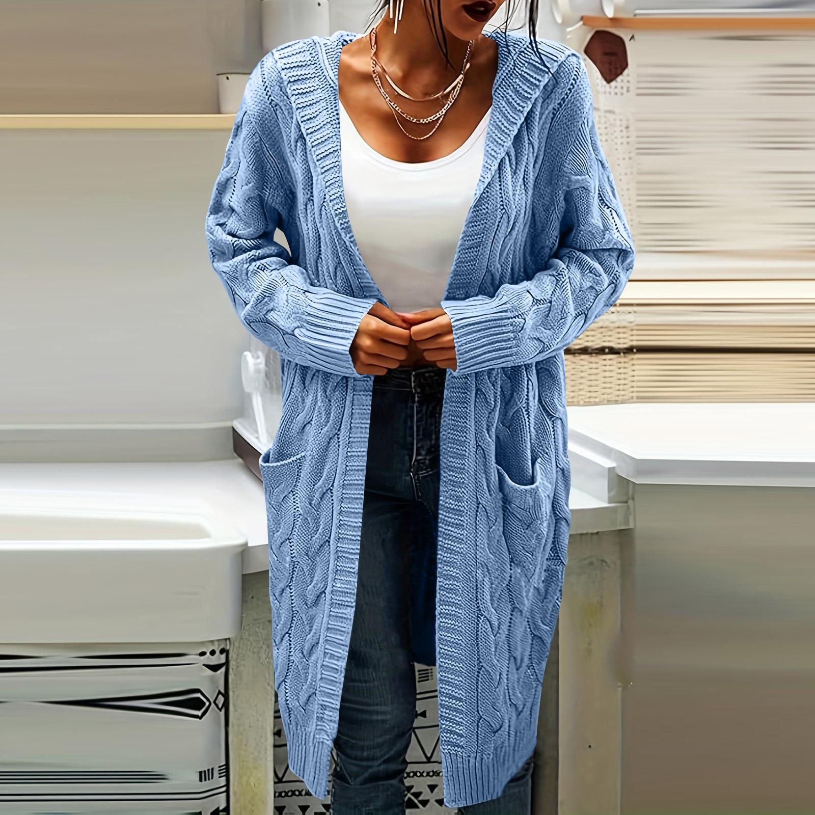 

Женские кардиганы Легкие с круглым вырезом и длинным рукавом Одежда Осенняя модная одежда XL небесно-голубой