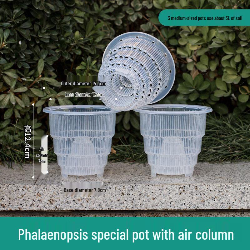Прозрачный дышащий цветочный горшок из смолы с поддоном (Набор из 3 штук, 12 см)