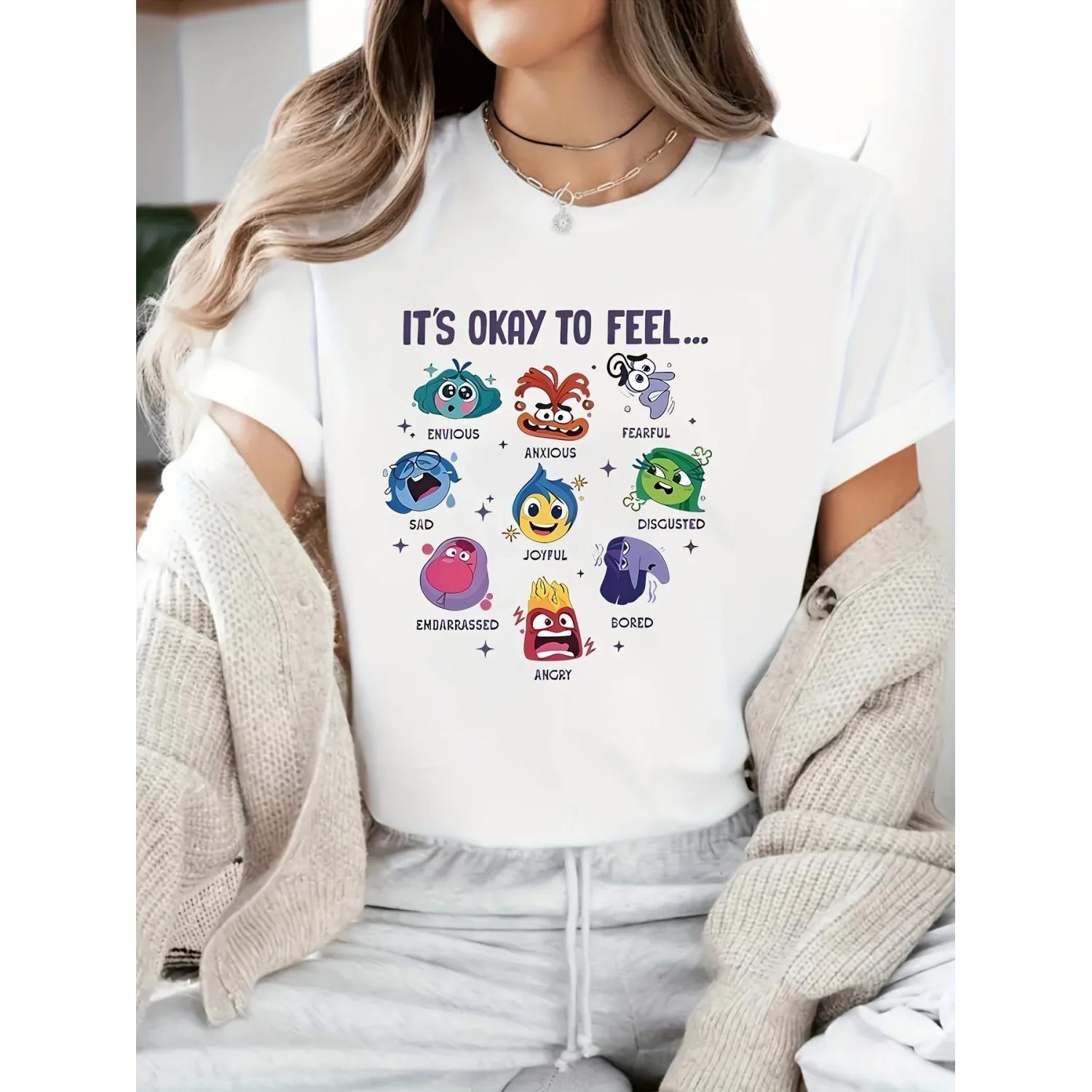 

Emotions Graphic Print Women T Shirts Hip Hop Vintage Tee Clothes Creativity Casual Tops Crewneck Womans Short Sleeve XXXXXL білий