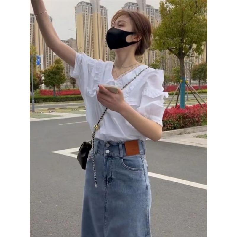 Women's Tencel Puff Sleeve Doll Collar Blouse - Summer 2024