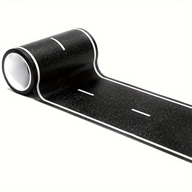 Reusable Cartoon Road Track Stickers, Black Road Tape for Party Racing Decor, Glitter Finish Auto-Themed Decoration, 2 Rolls Pack, 16ft x 2in Each