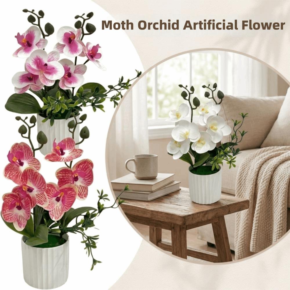 Multicolor Butterfly Orchid Artificial Flower Plastic Faux Moth Orchid Potted  Desktop Oranemnt